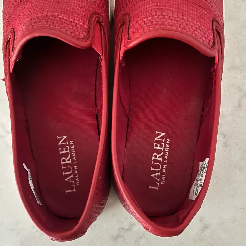 Ralph Lauren Red Slip On Shoes Loafers - Picture 11 of 12